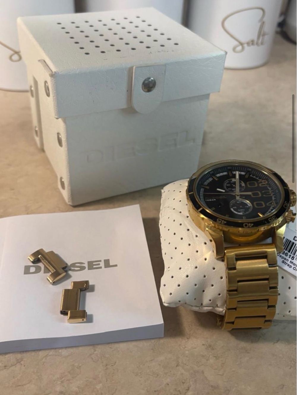 Diesel Gold and Black Men’s Chronograph Bracelet Watch